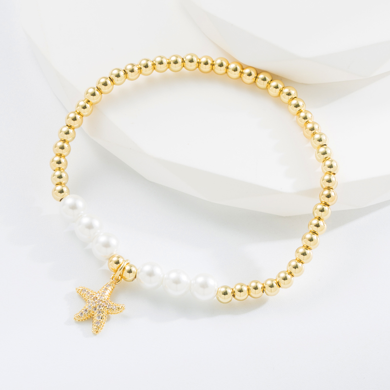 Fashion Cross Heart Shape Copper Bracelets Pearl Plating Inlay Zircon Copper Bracelets 1 Piece