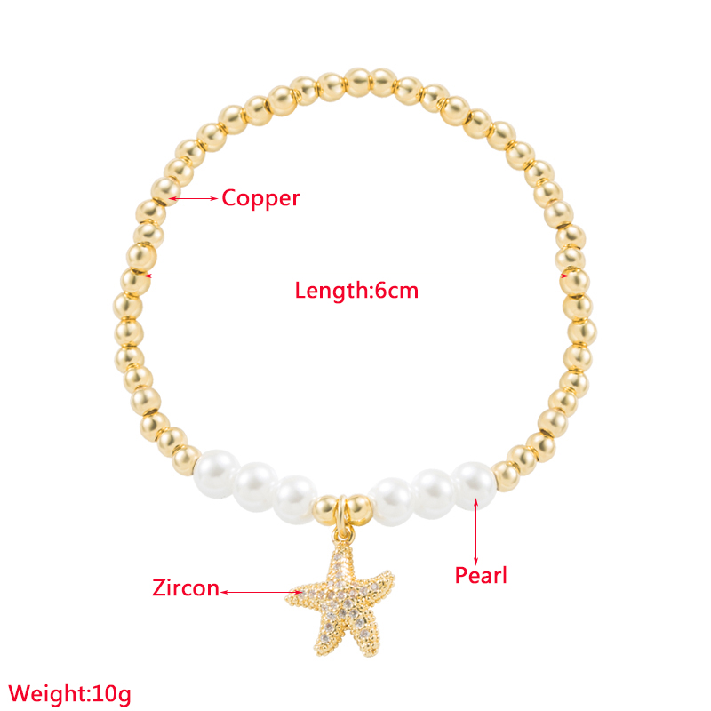 Fashion Cross Heart Shape Copper Bracelets Pearl Plating Inlay Zircon Copper Bracelets 1 Piece