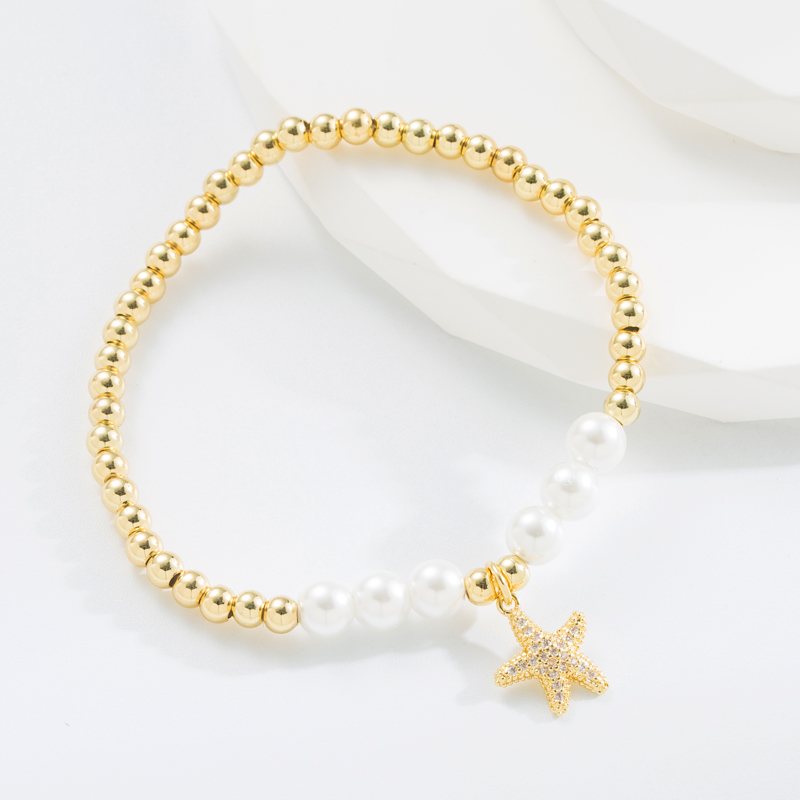 Fashion Cross Heart Shape Copper Bracelets Pearl Plating Inlay Zircon Copper Bracelets 1 Piece