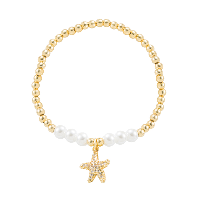 Fashion Cross Heart Shape Copper Bracelets Pearl Plating Inlay Zircon Copper Bracelets 1 Piece