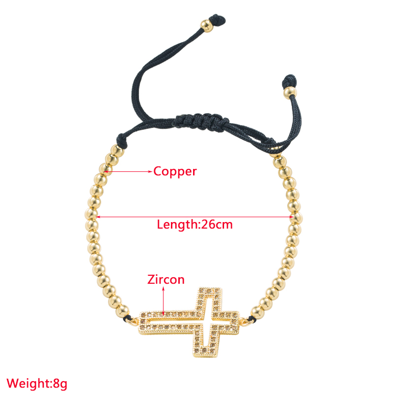 Fashion Cross Heart Shape Copper Bracelets Plating Inlay Zircon Copper Bracelets 1 Piece