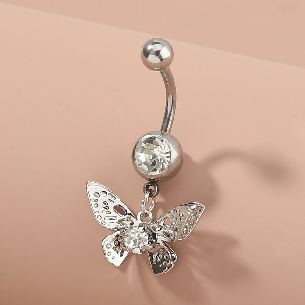 Fashion Butterfly Shell Snowflake Stainless Steel Grommet Eyelet Rhinestones Belly Ring 1 Piece