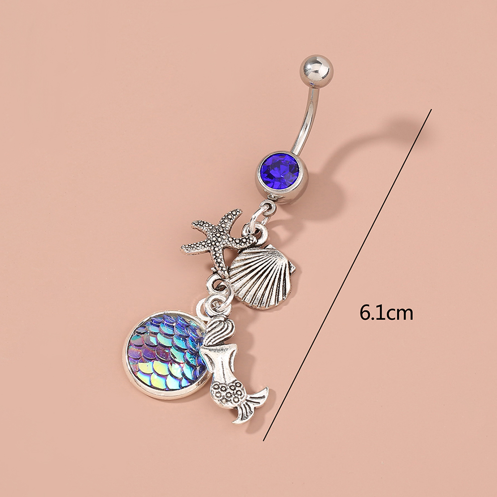 Fashion Butterfly Shell Snowflake Stainless Steel Grommet Eyelet Rhinestones Belly Ring 1 Piece