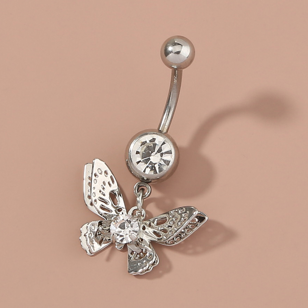 Fashion Butterfly Shell Snowflake Stainless Steel Grommet Eyelet Rhinestones Belly Ring 1 Piece