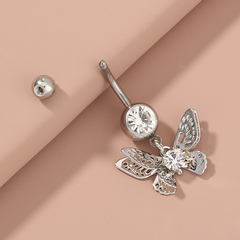 Fashion Butterfly Shell Snowflake Stainless Steel Grommet Eyelet Rhinestones Belly Ring 1 Piece