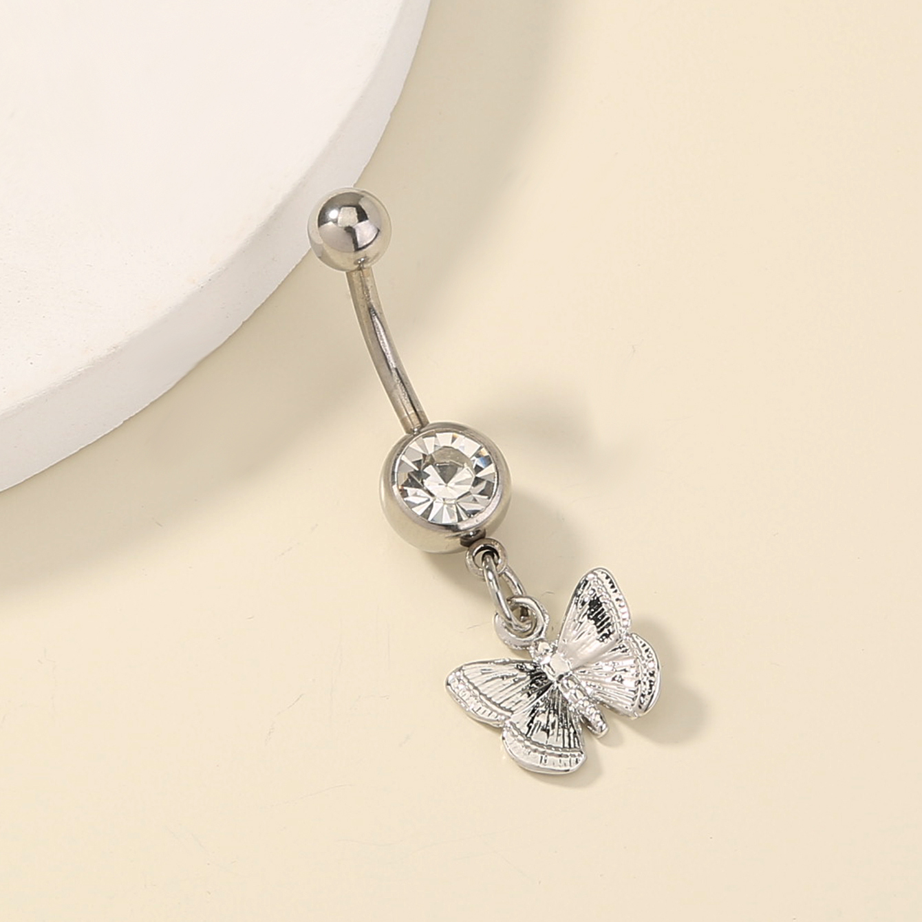 Fashion Butterfly Shell Snowflake Stainless Steel Grommet Eyelet Rhinestones Belly Ring 1 Piece