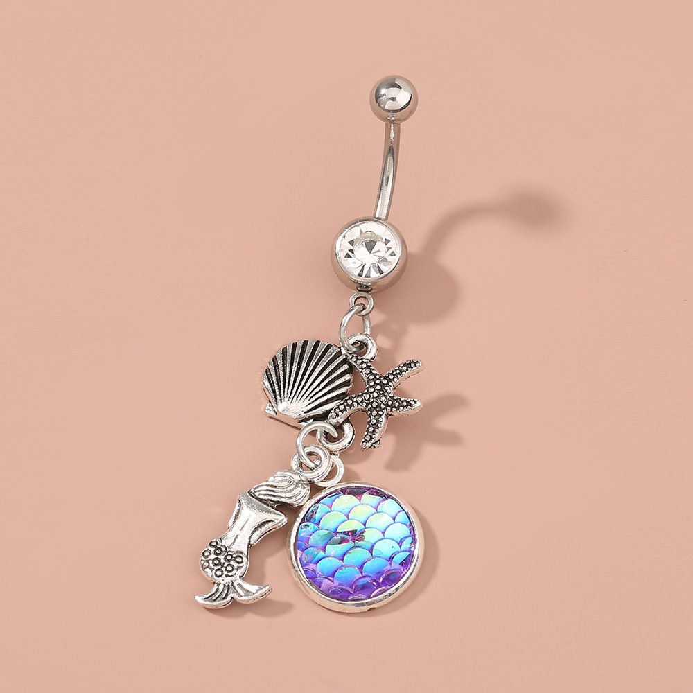 Fashion Butterfly Shell Snowflake Stainless Steel Grommet Eyelet Rhinestones Belly Ring 1 Piece