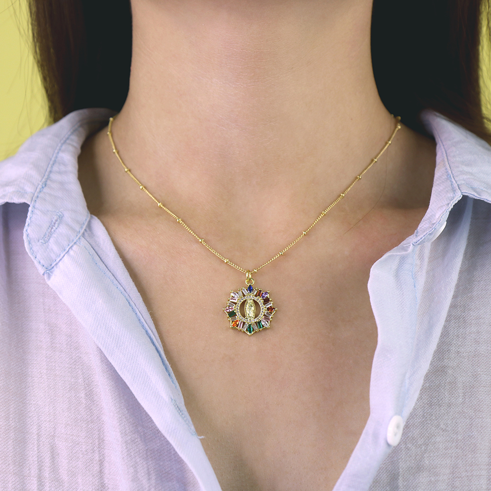 Vintage Style Human Copper Pendant Necklace Gold Plated Zircon Copper Necklaces