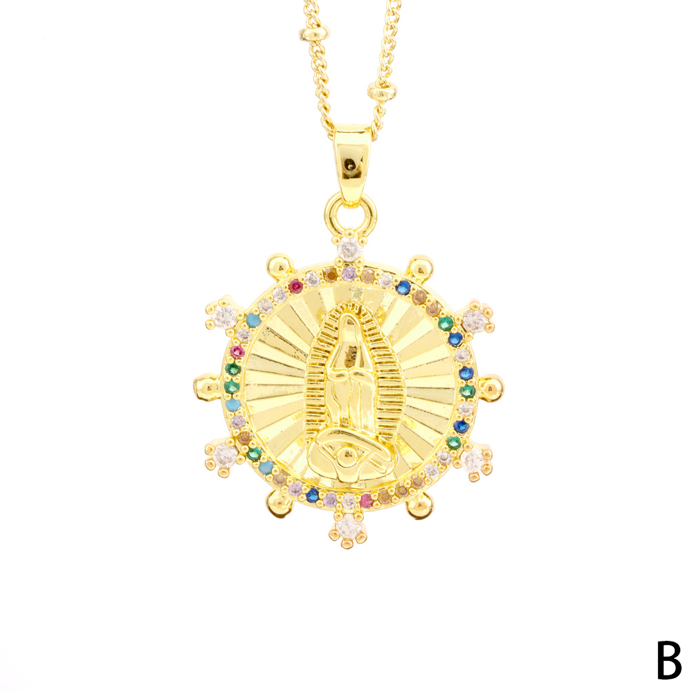 Vintage Style Human Copper Pendant Necklace Gold Plated Zircon Copper Necklaces