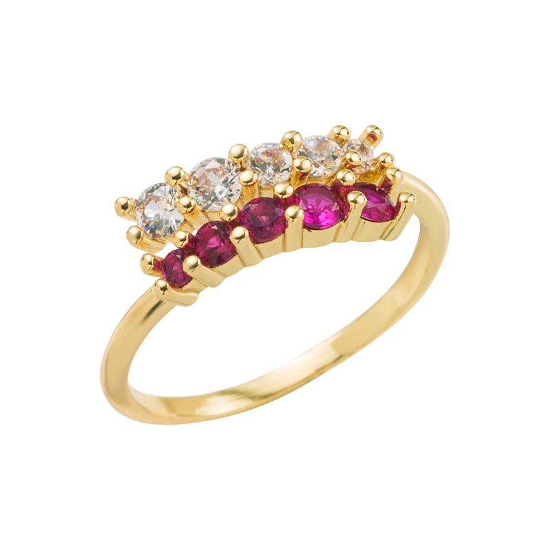 Retro Geometric Copper Open Ring Zircon Copper Rings 1 Piece