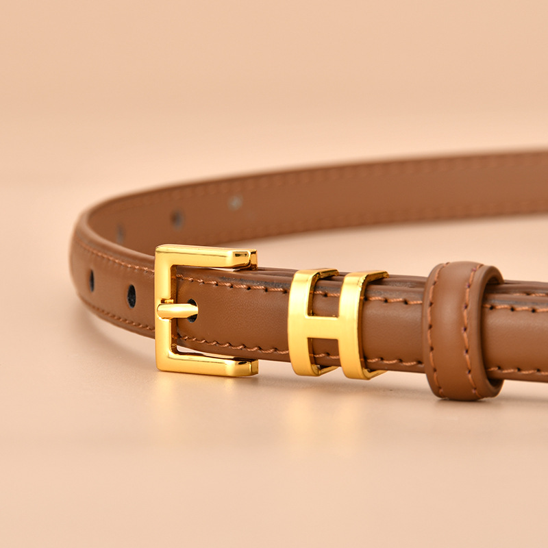 Simple Style Letter Leather Metal Button Belt
