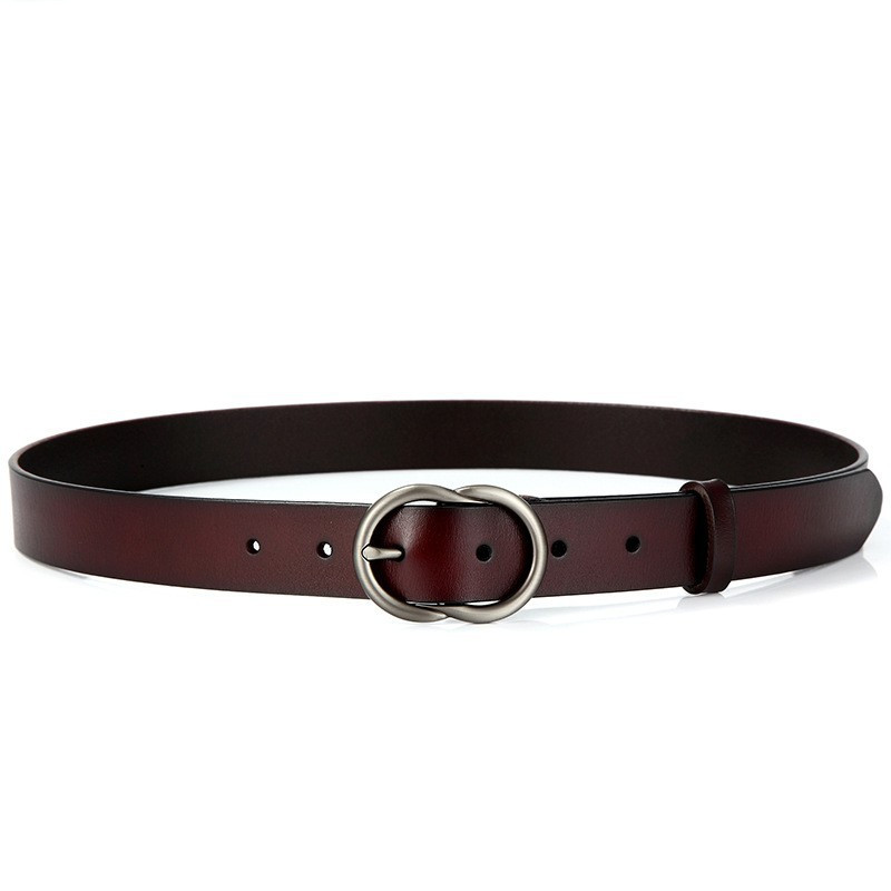Simple Style Solid Color Leather Metal Button Belt