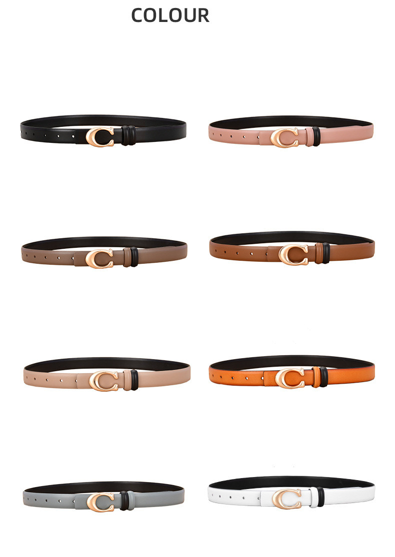 Simple Style Solid Color Leather Metal Button Belt