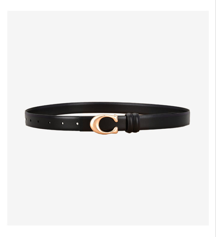 Simple Style Solid Color Leather Metal Button Belt