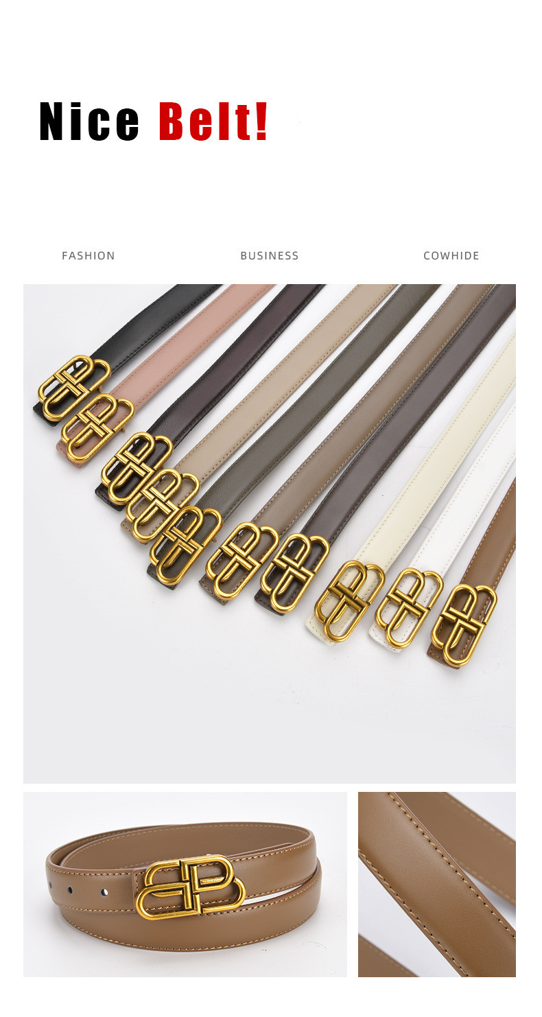 Simple Style Solid Color Leather Metal Button Belt