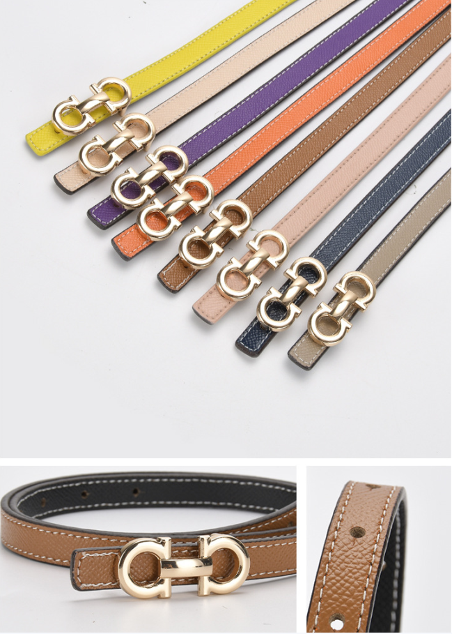 Simple Style Solid Color Leather Metal Button Belt