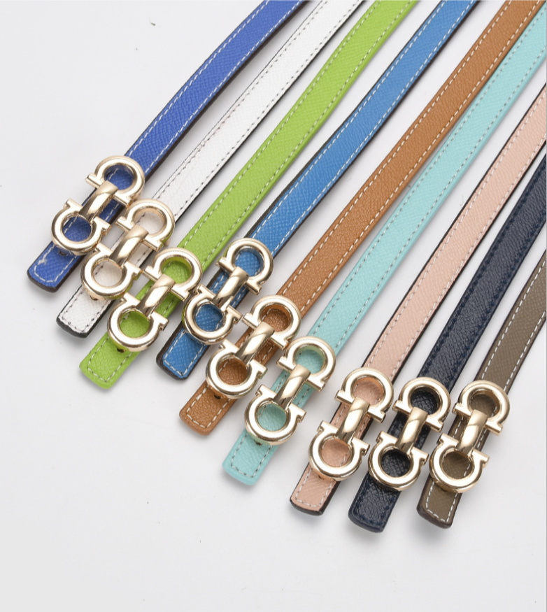 Simple Style Solid Color Leather Metal Button Belt