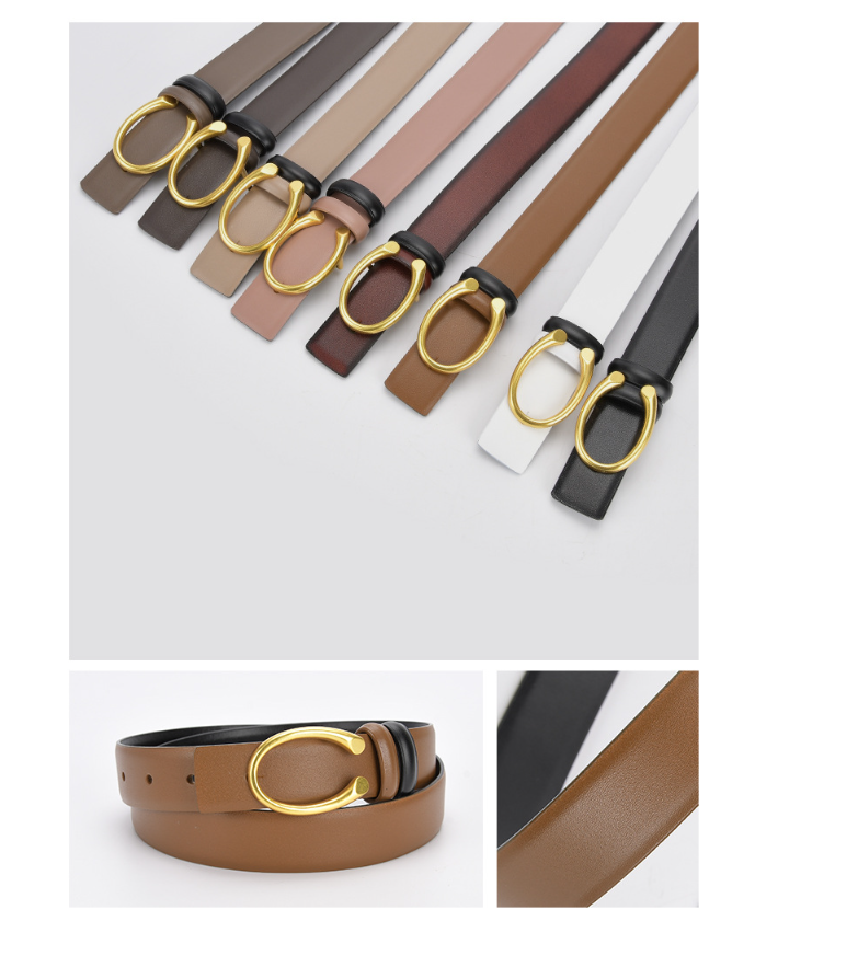 Simple Style C Shape Leather Metal Button Belt