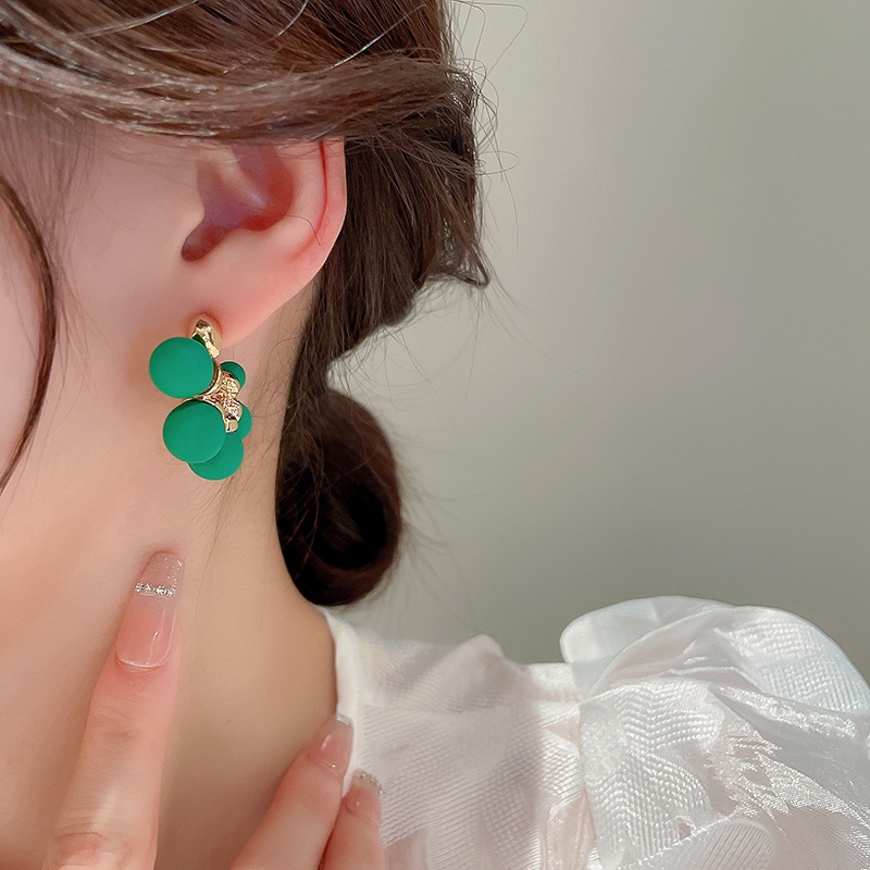 Simple Style C Shape Ball Copper Ear Studs Plating Copper Earrings 1 Pair