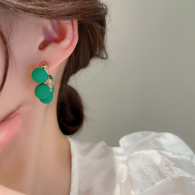 Simple Style C Shape Ball Copper Ear Studs Plating Copper Earrings 1 Pair