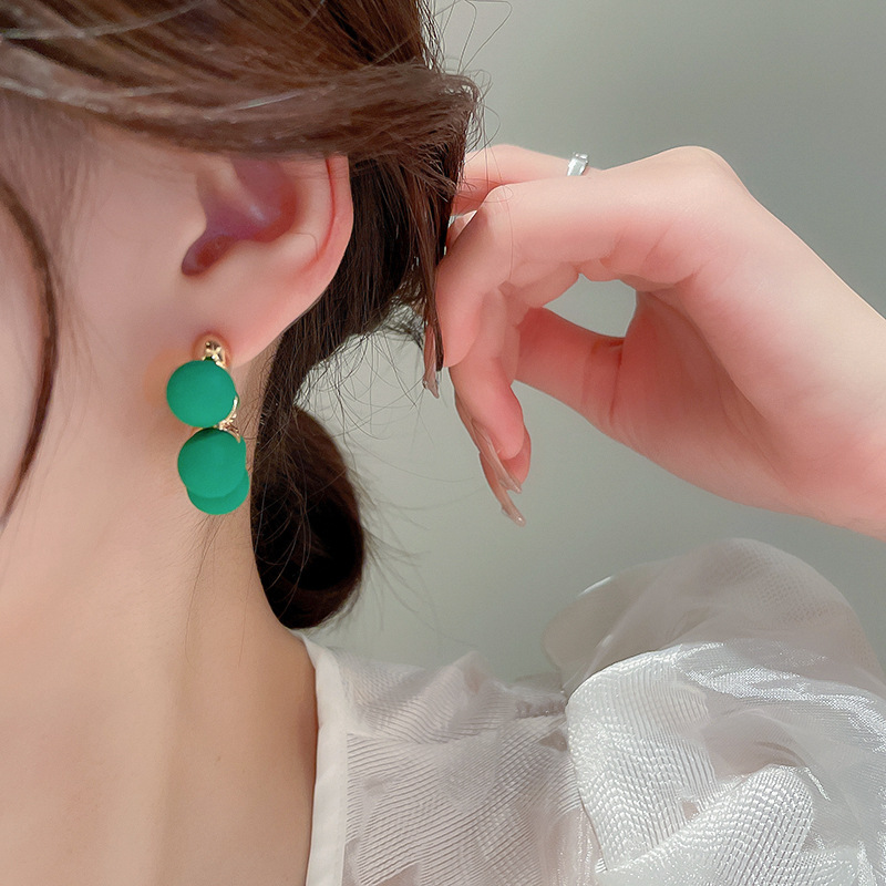 Simple Style C Shape Ball Copper Ear Studs Plating Copper Earrings 1 Pair