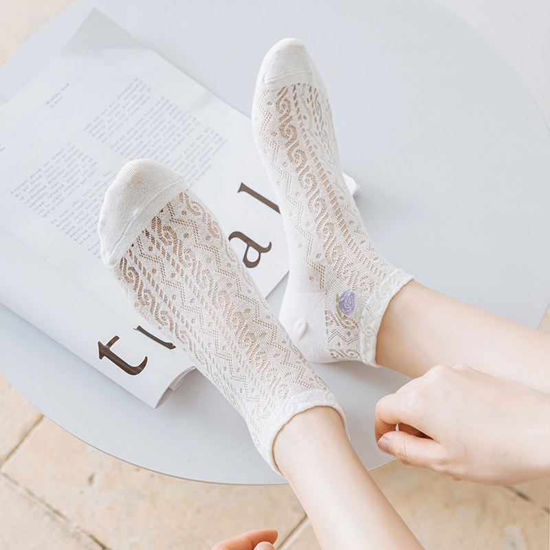 Womenu0027S Sweet Flower Cotton Jacquard Socks