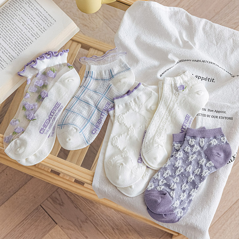 Womenu0027S Sweet Flower Cotton Jacquard Socks