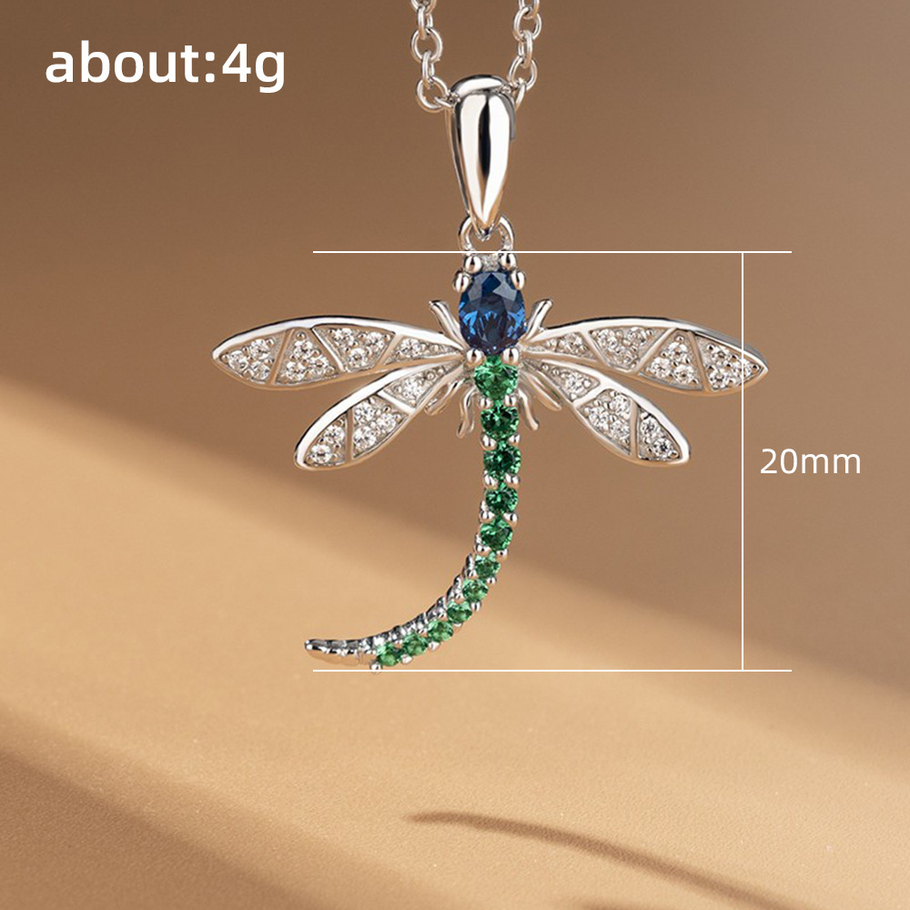 Fashion Dragonfly Copper Pendant Necklace Inlay Artificial Diamond Copper Necklaces 1 Piece