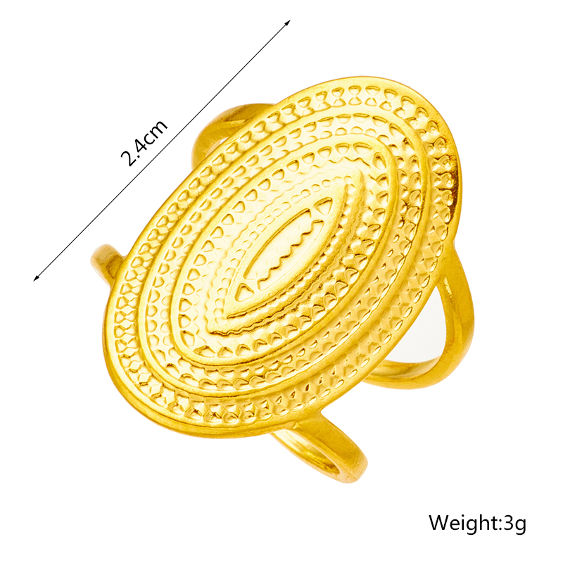 Simple Style Oval Titanium Steel Open Ring