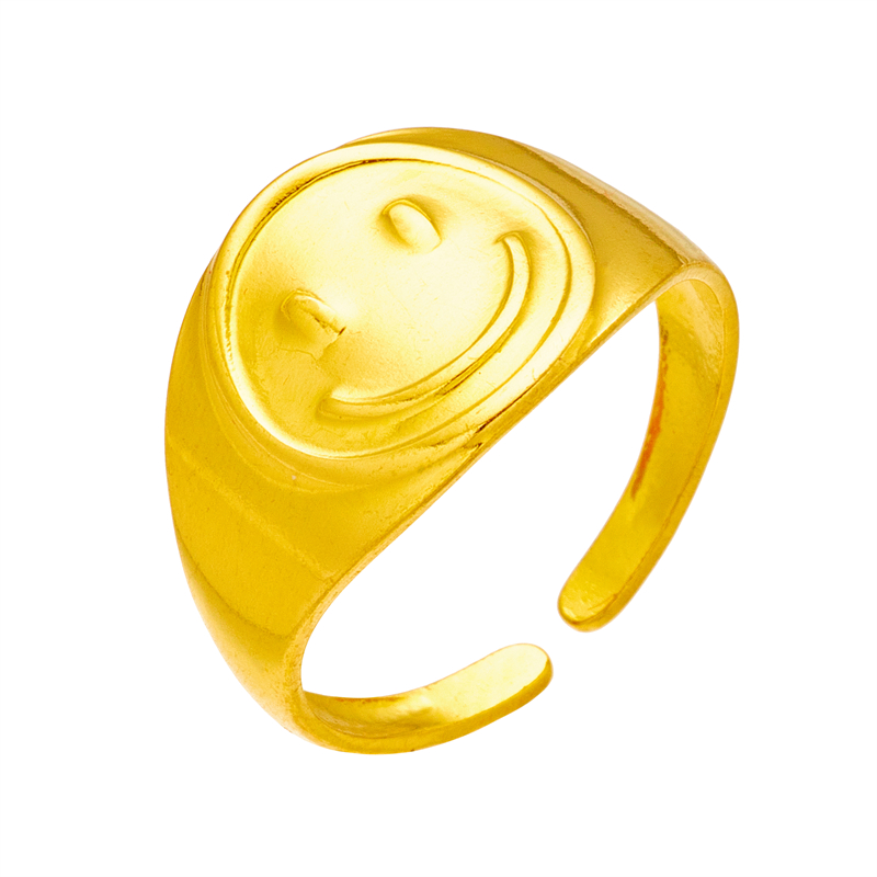 Simple Style Smiley Face Titanium Steel Open Ring Copper Rings