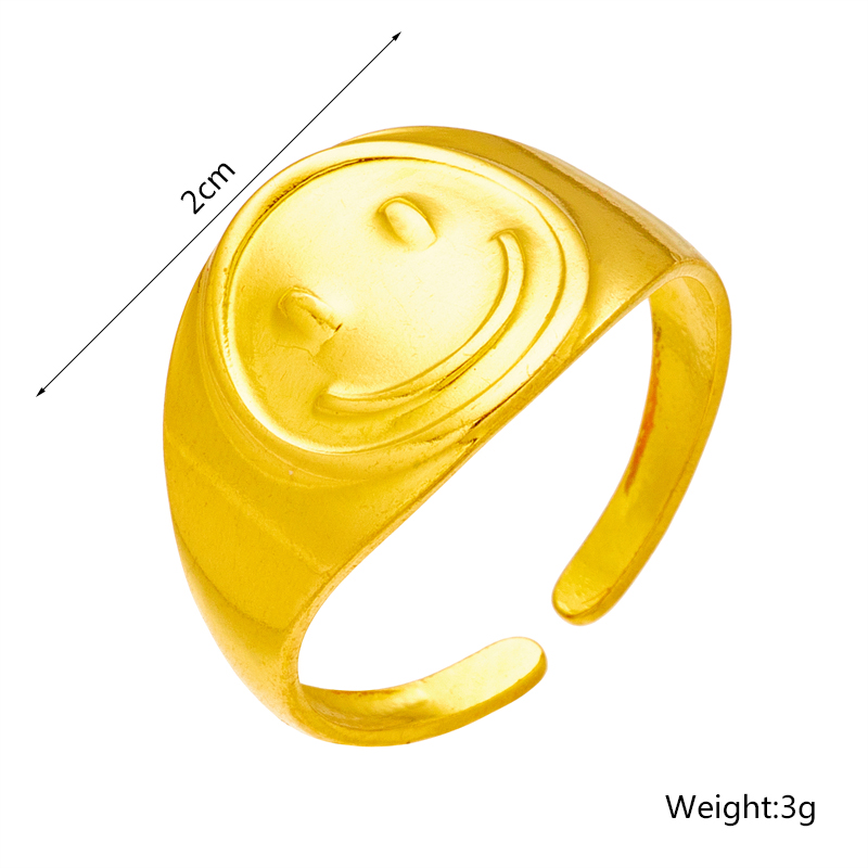 Simple Style Smiley Face Titanium Steel Open Ring Copper Rings