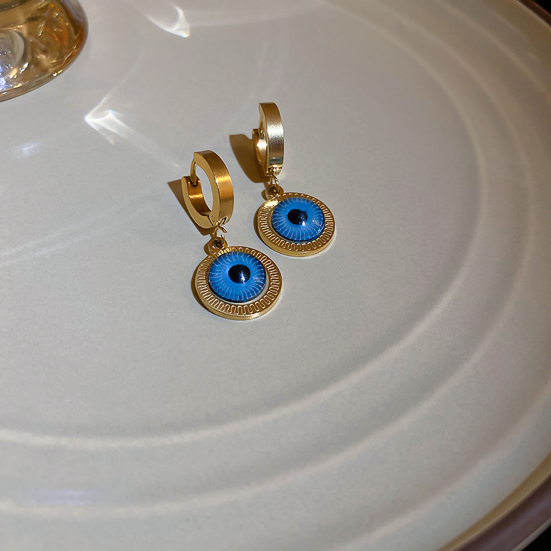 Simple Style Eye Titanium Steel Drop Earrings Plating Acrylic Stainless Steel Earrings 1 Pair