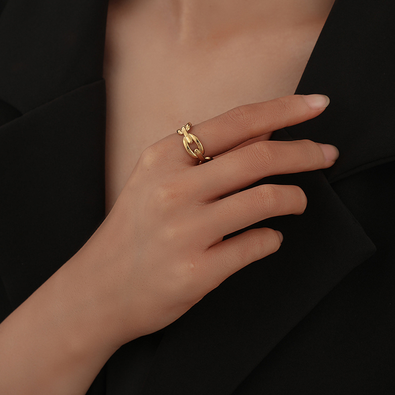 Simple Style Solid Color Titanium Steel Open Ring Copper Rings