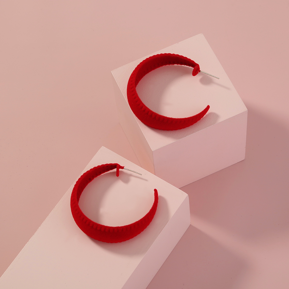 Classic Style C Shape Bow Knot Flocking Earrings 1 Pair
