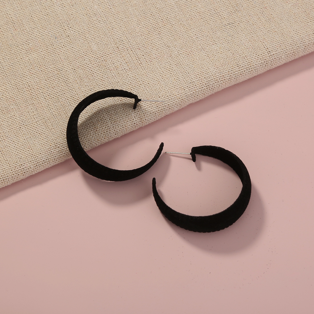 Classic Style C Shape Bow Knot Flocking Earrings 1 Pair
