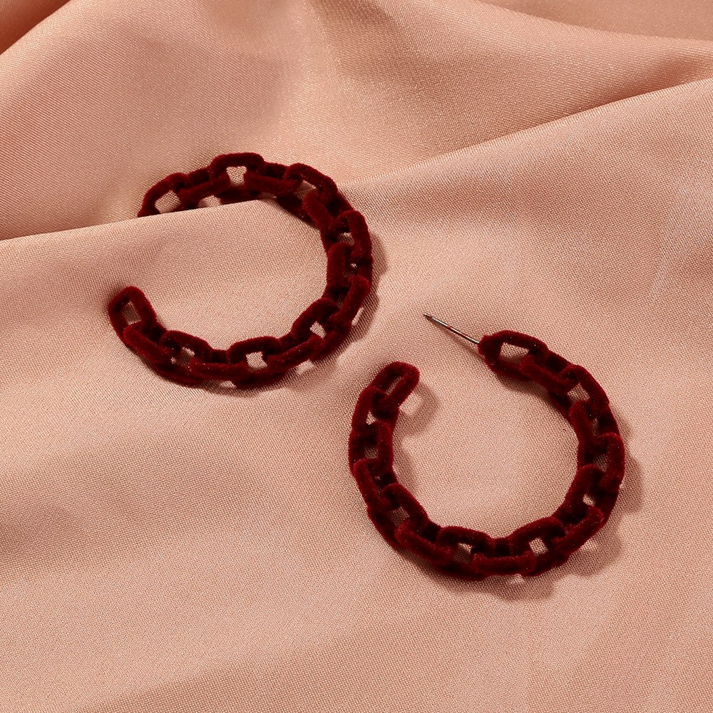 Classic Style C Shape Bow Knot Flocking Earrings 1 Pair