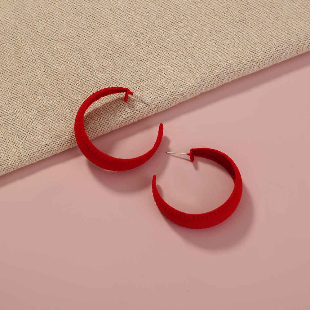 Classic Style C Shape Bow Knot Flocking Earrings 1 Pair