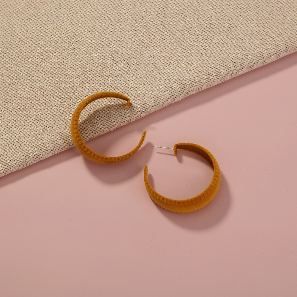 Classic Style C Shape Bow Knot Flocking Earrings 1 Pair