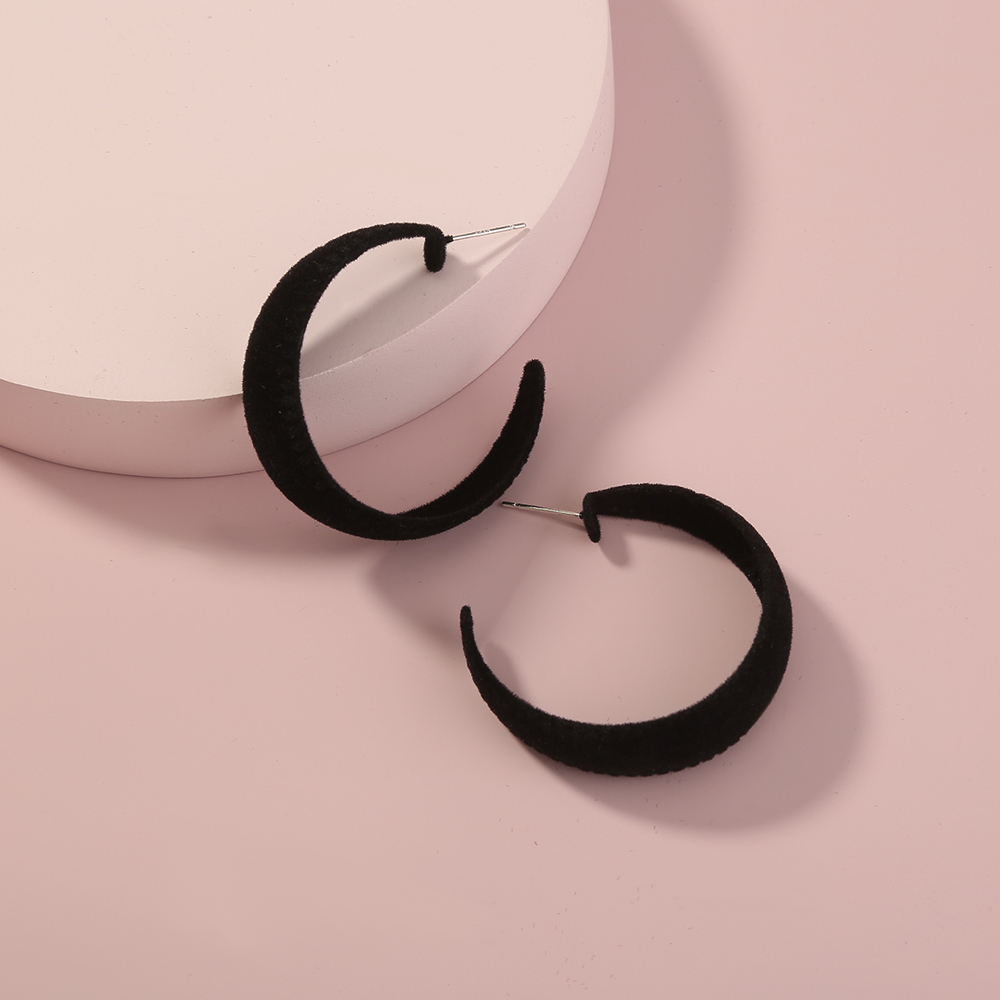 Classic Style C Shape Bow Knot Flocking Earrings 1 Pair