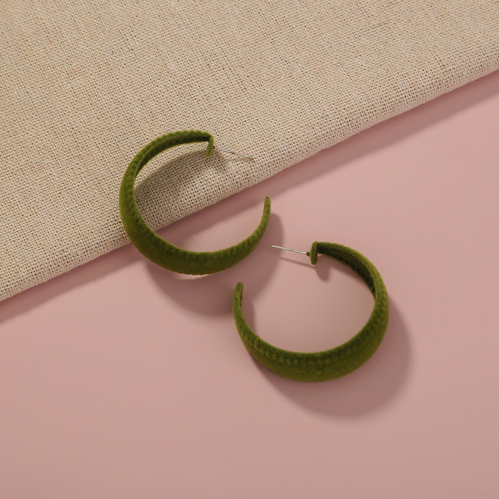 Classic Style C Shape Bow Knot Flocking Earrings 1 Pair
