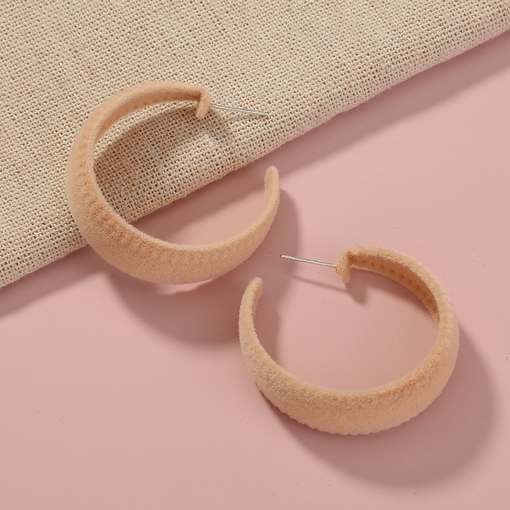 Classic Style C Shape Bow Knot Flocking Earrings 1 Pair