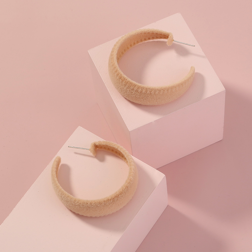 Classic Style C Shape Bow Knot Flocking Earrings 1 Pair