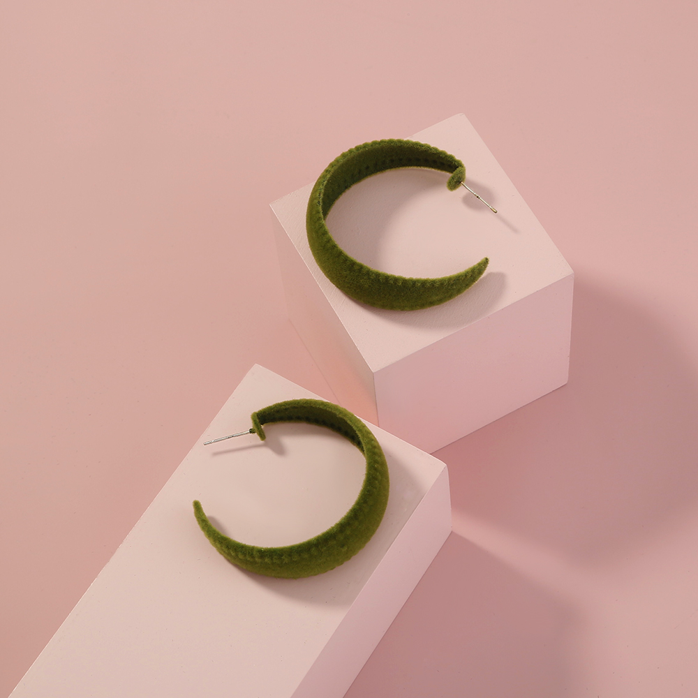 Classic Style C Shape Bow Knot Flocking Earrings 1 Pair