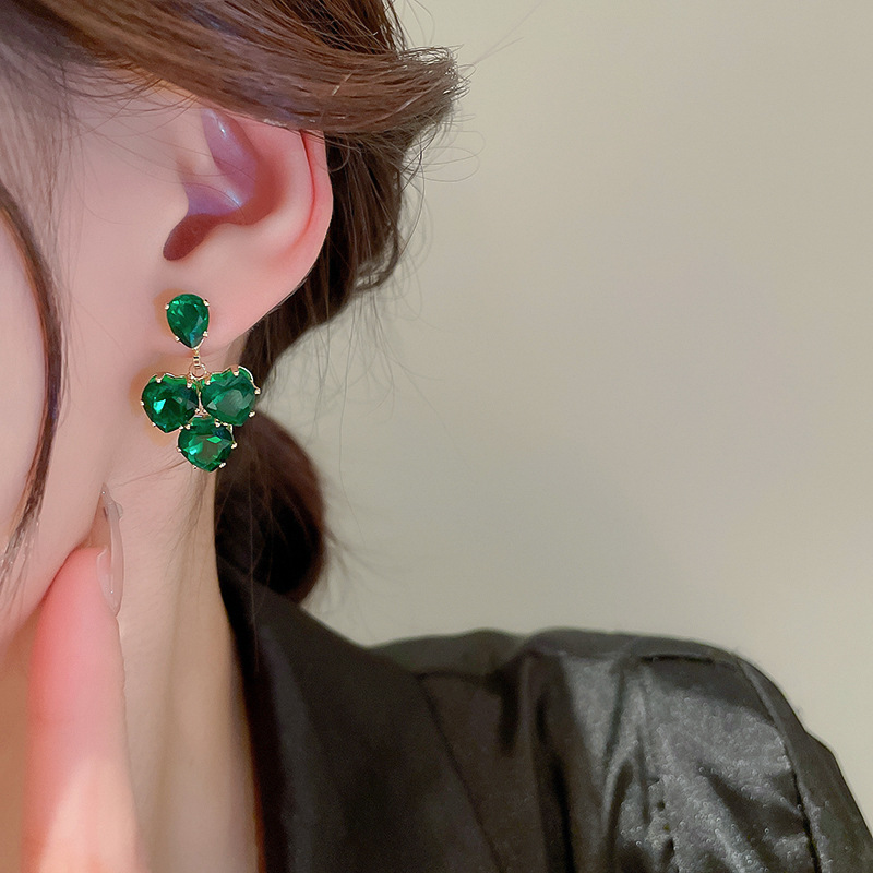 Fashion Heart Shape Copper Drop Earrings Inlay Zircon Copper Earrings 1 Pair