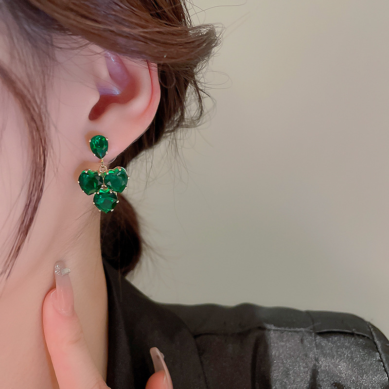 Fashion Heart Shape Copper Drop Earrings Inlay Zircon Copper Earrings 1 Pair