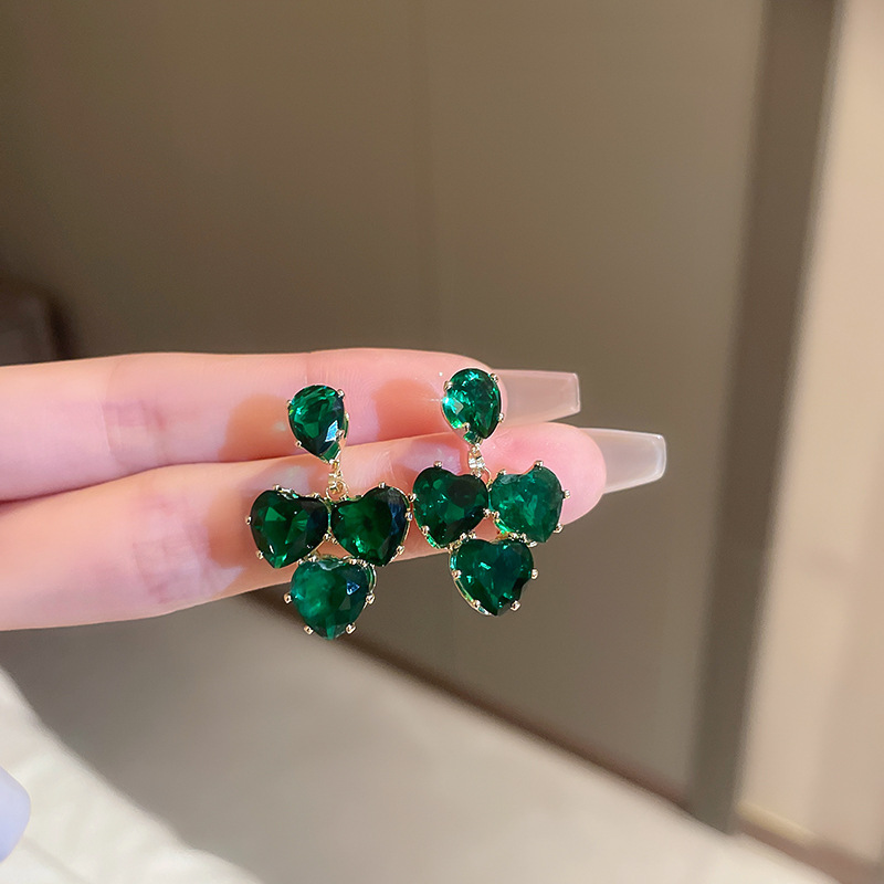 Fashion Heart Shape Copper Drop Earrings Inlay Zircon Copper Earrings 1 Pair