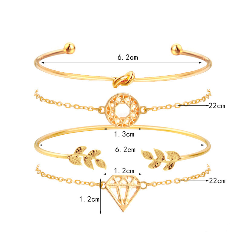 Elegant Leaves Alloy Hollow Out Womenu0027S Bracelets 4 Piece Set