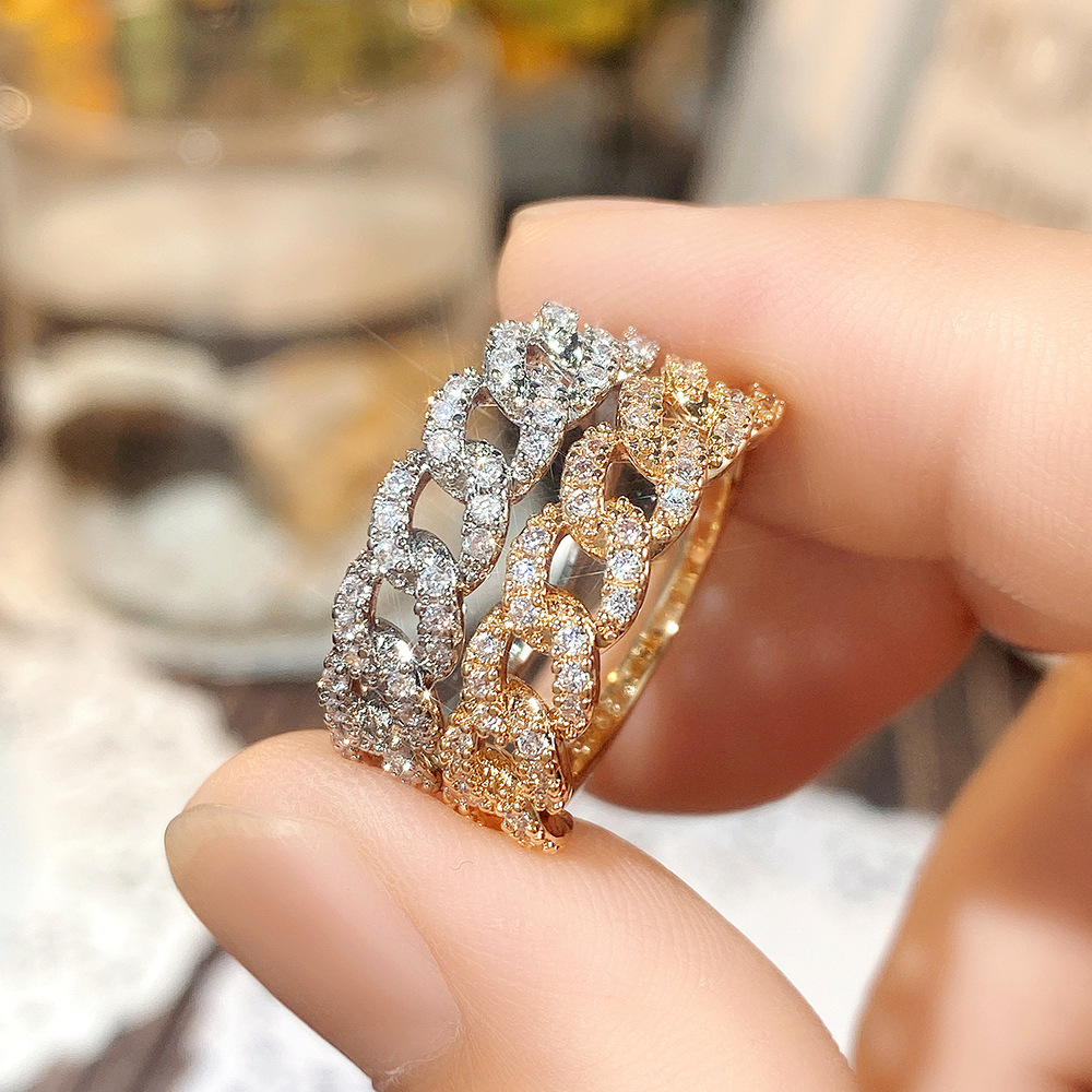 Simple Style Geometric Copper Rings Inlay Zircon Copper Rings 1 Piece