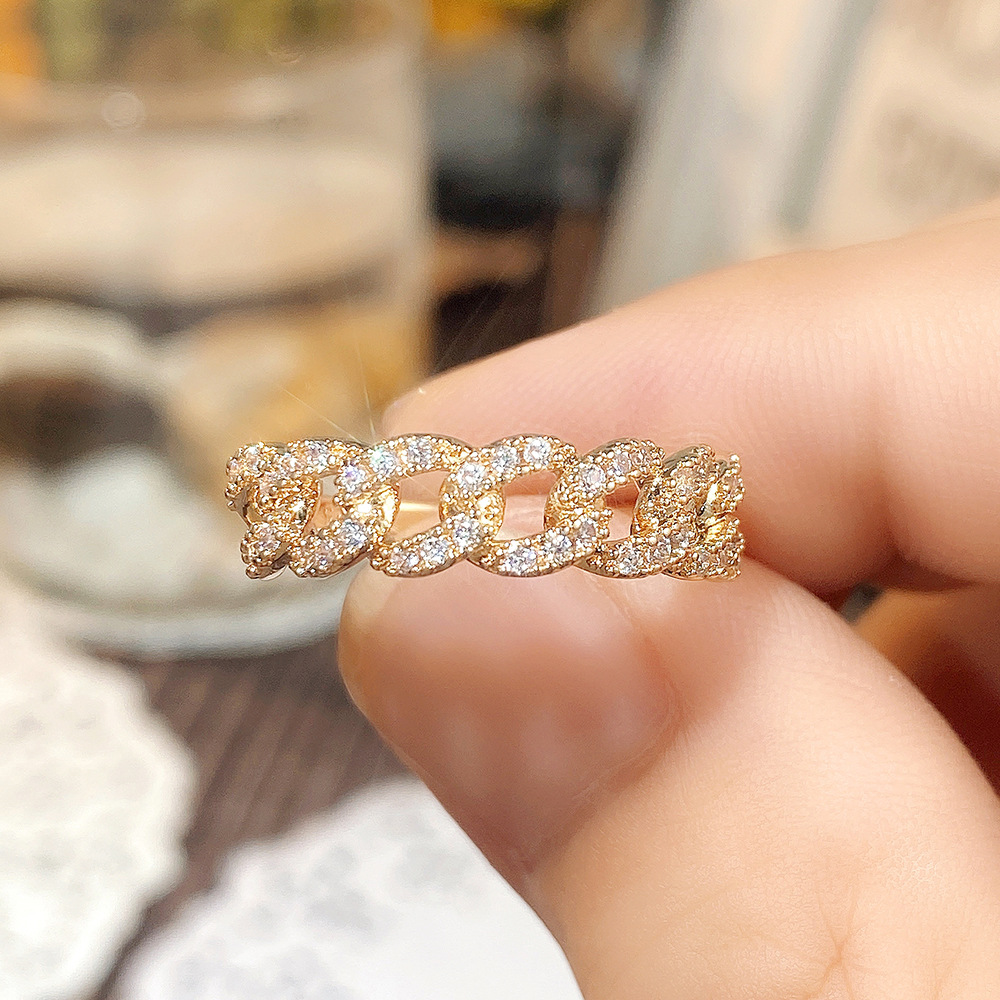 Simple Style Geometric Copper Rings Inlay Zircon Copper Rings 1 Piece