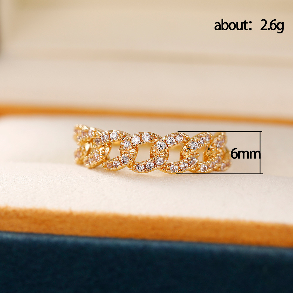 Simple Style Geometric Copper Rings Inlay Zircon Copper Rings 1 Piece